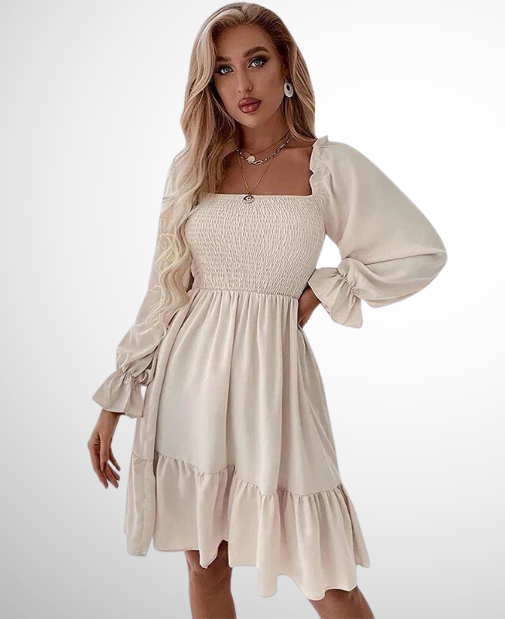 Women Shirred Ruffle Women Dress