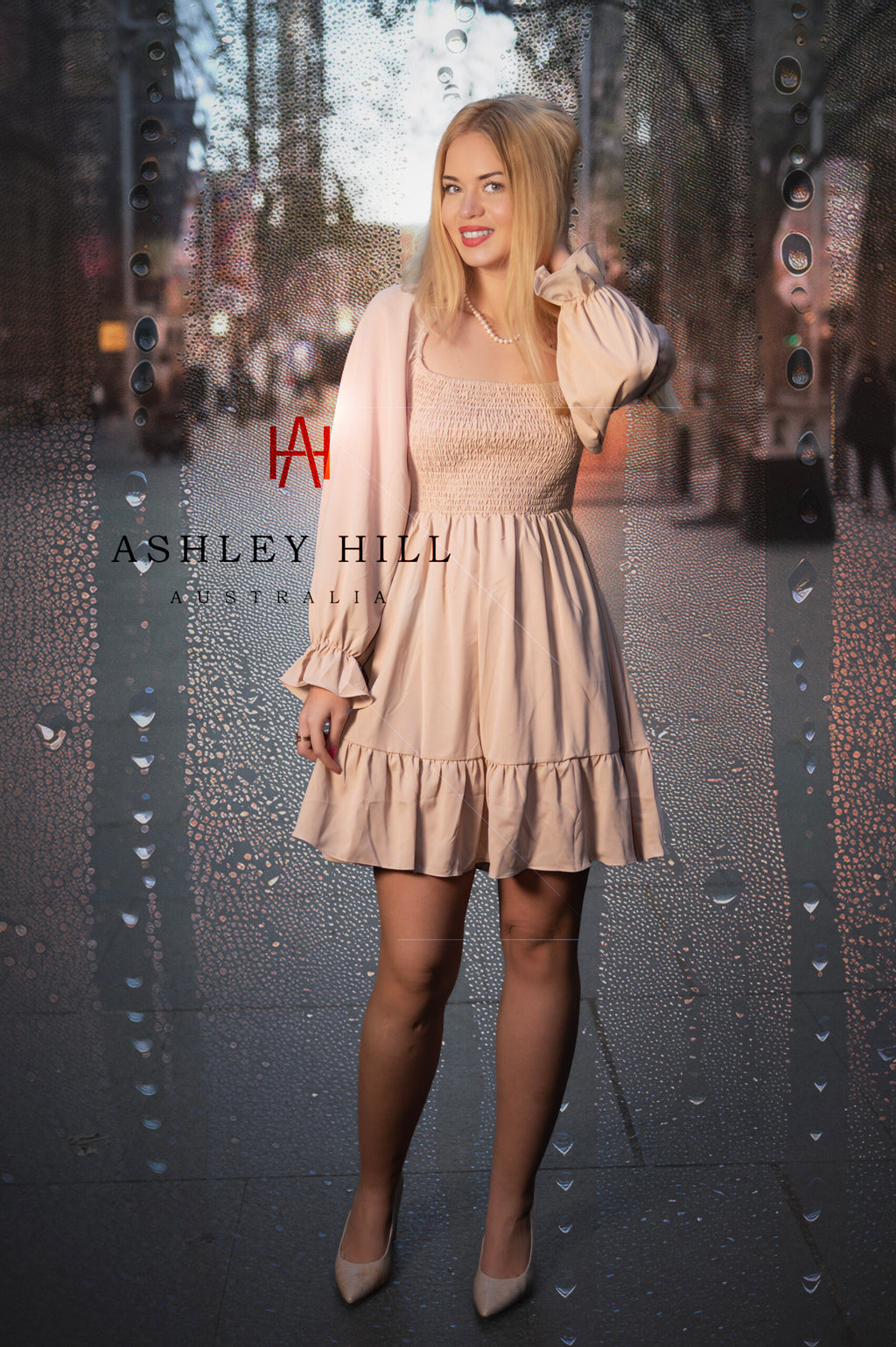 Women Shirred Ruffle Women Dress