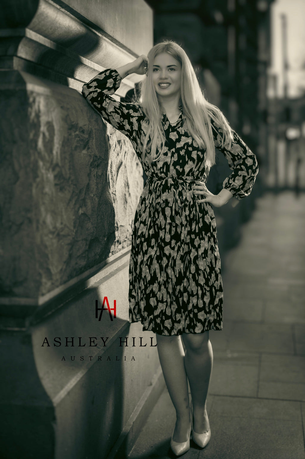 Pleated Print Dress