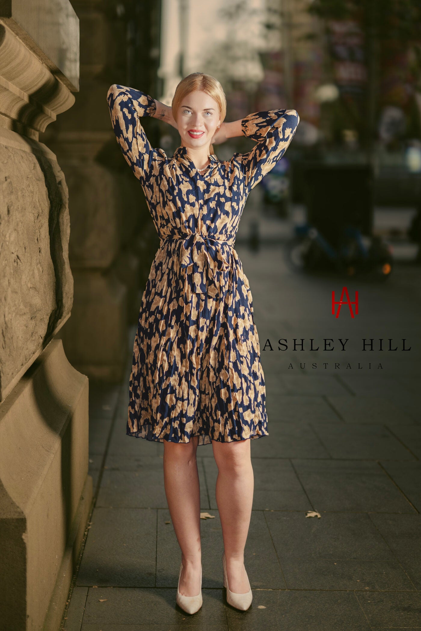Pleated Print Dress